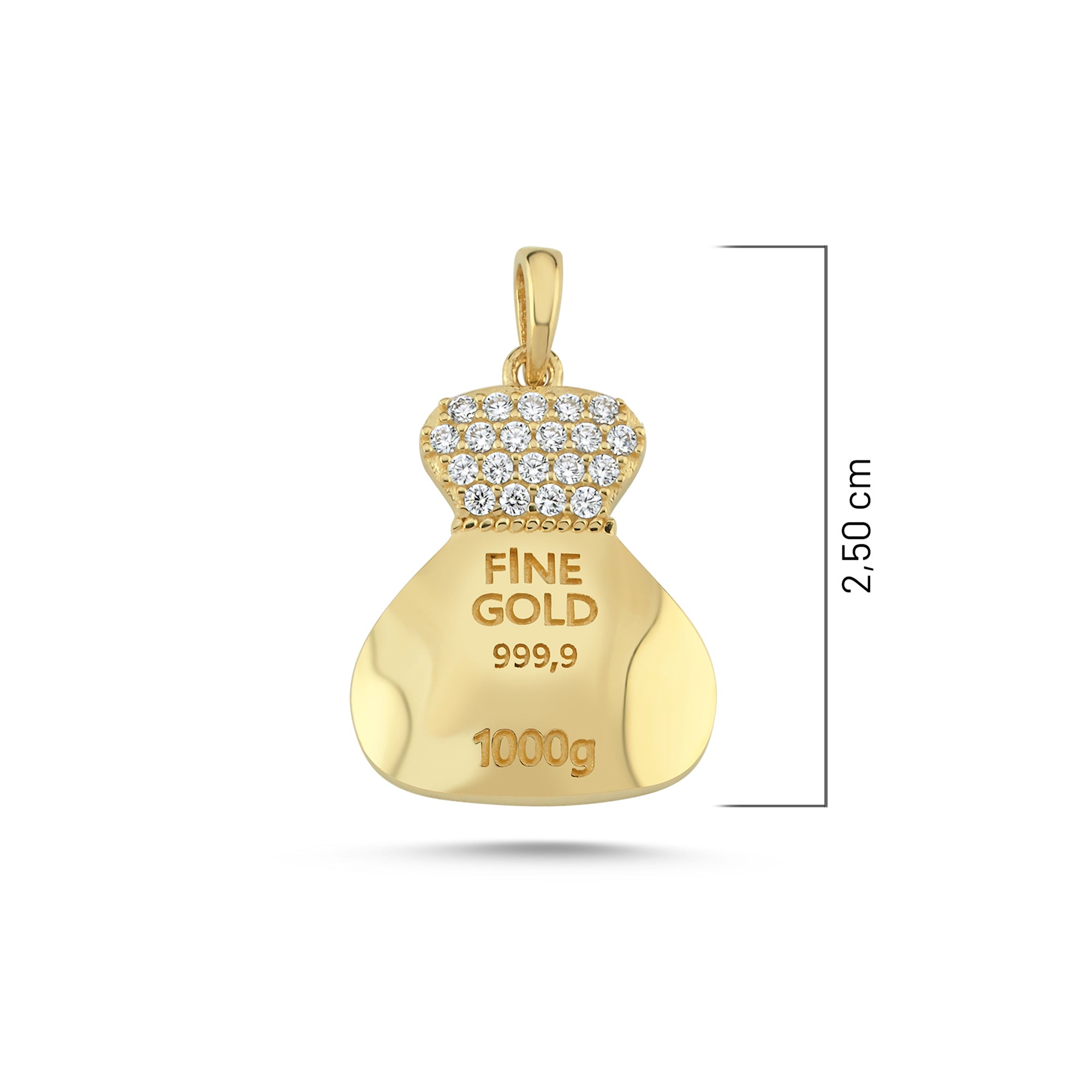 14 Ayar Altın Tasarım Külçe Kolye Ucu