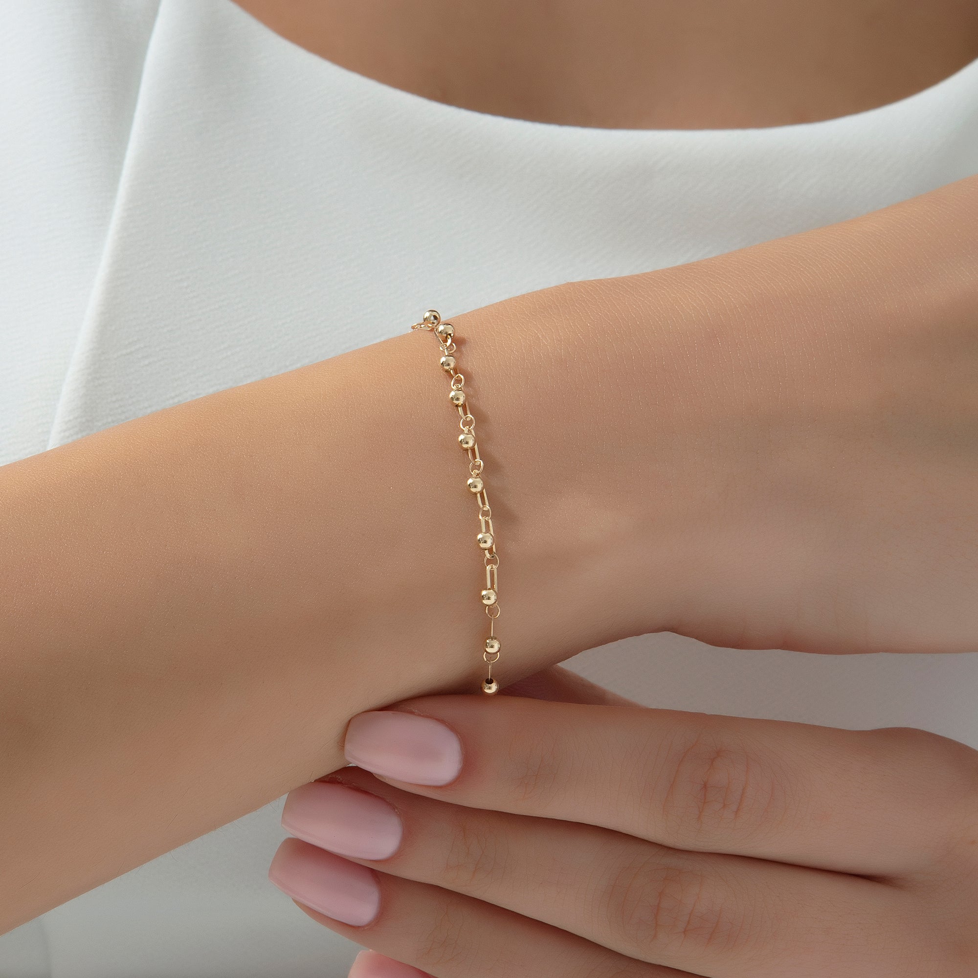 14 Ayar Altın Toplu Tasarım Zincir Bileklik