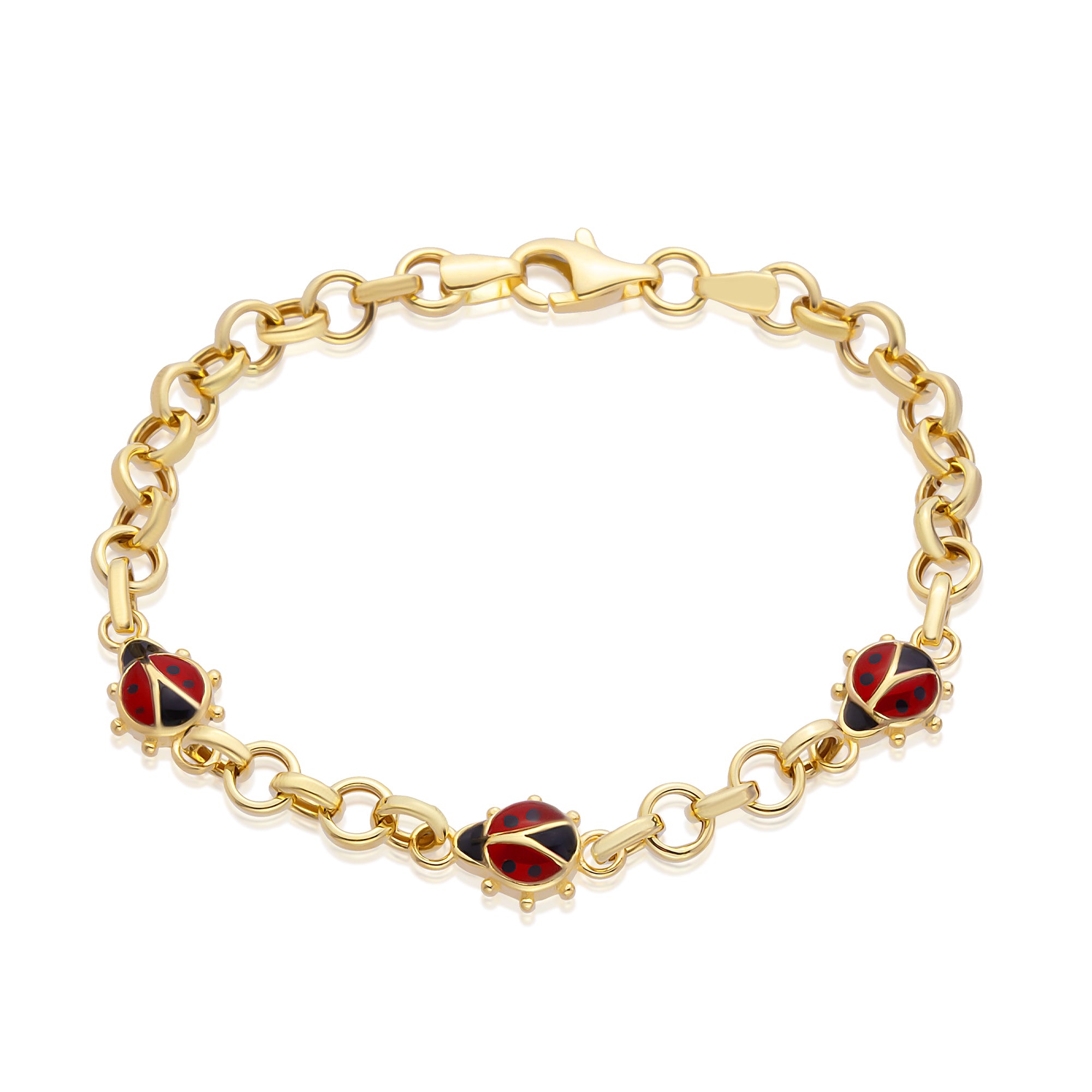 14 Ayar Altın Doç Zincir Uğur Böceği Çocuk Künye Bileklik