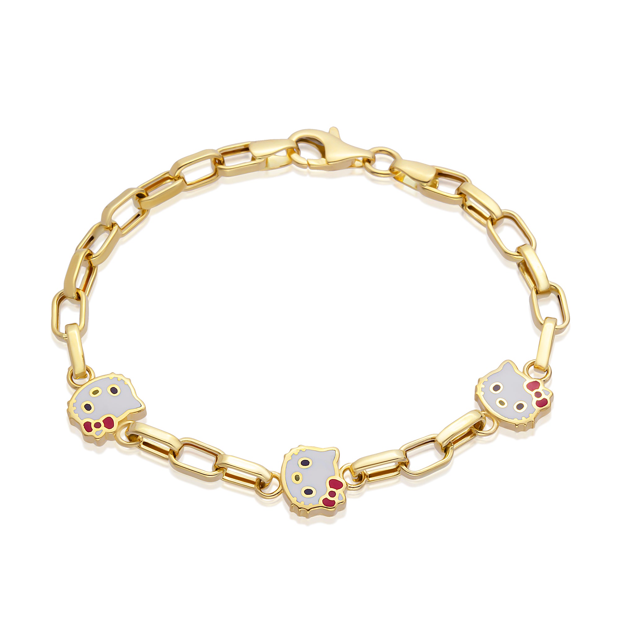 14 Ayar Altın İtalyan Zincir Hello Kitty Çocuk Künye Bileklik