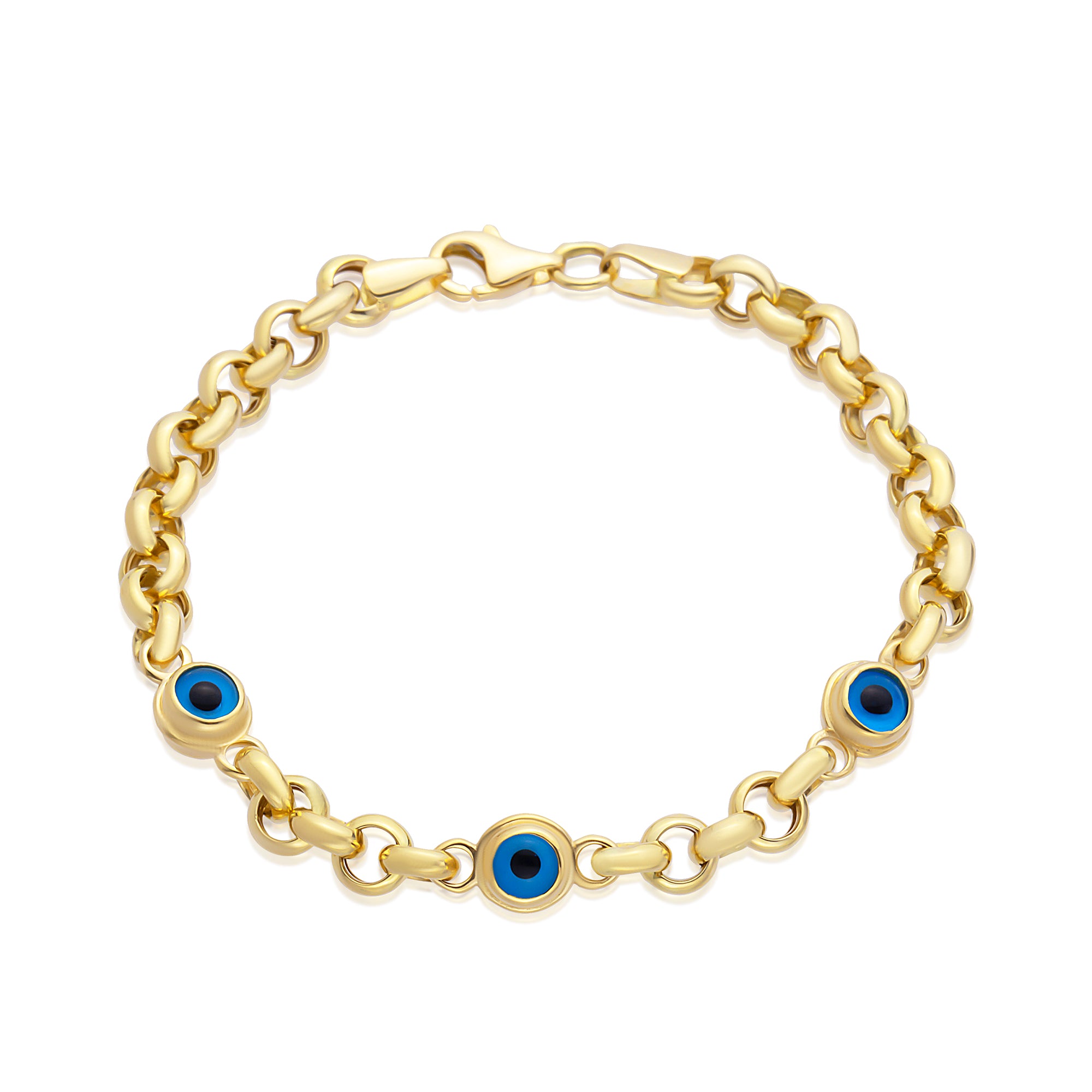 14 Ayar Altın Doç Zincir Nazar Boncuklu Çocuk Künye Bileklik