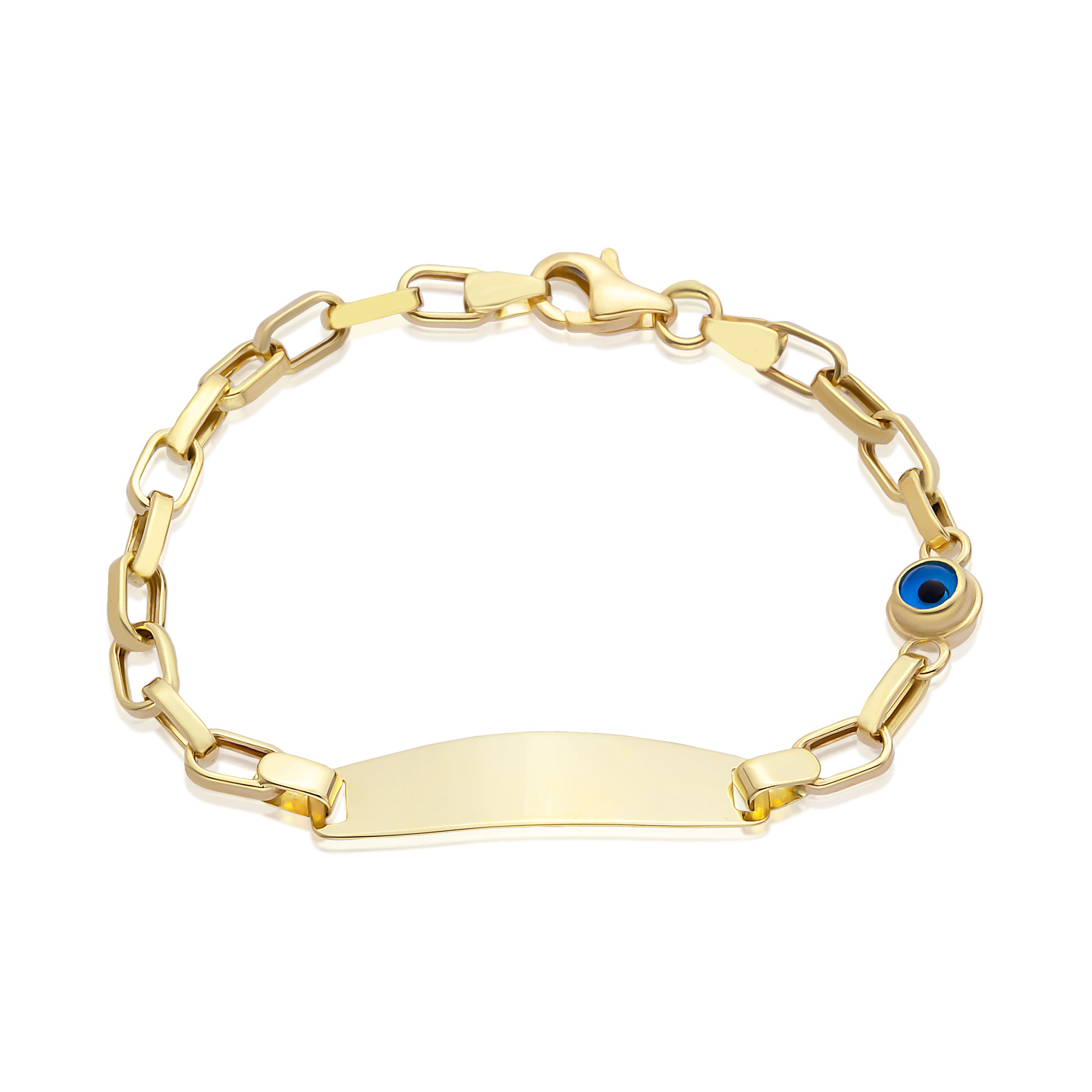 14 Ayar Altın İtalyan Zincir Nazar Boncuklu Çocuk Künye Bileklik