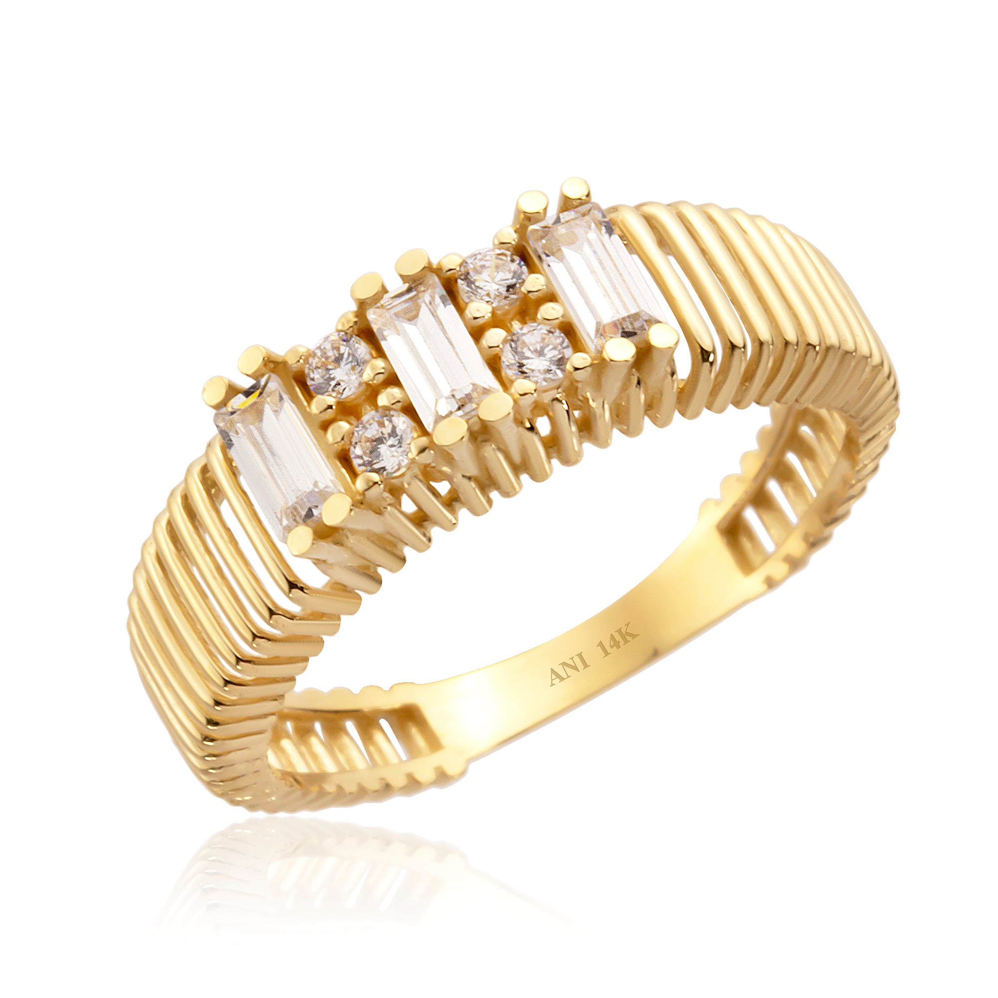 14 Ayar Altın Tasarım Baget Yüzük