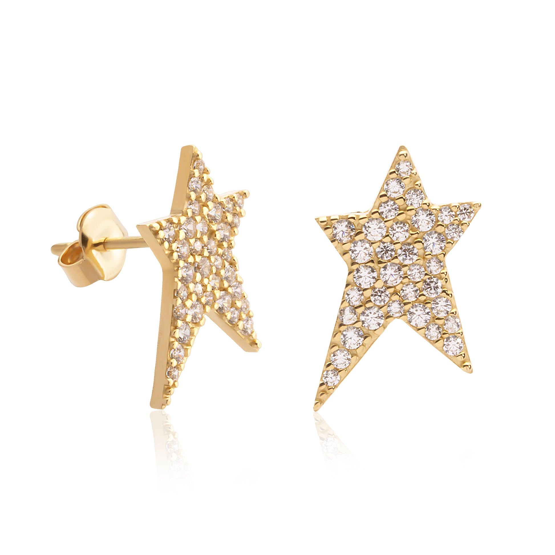 14 Ayar Altın Asimetrik Yıldız Küpe