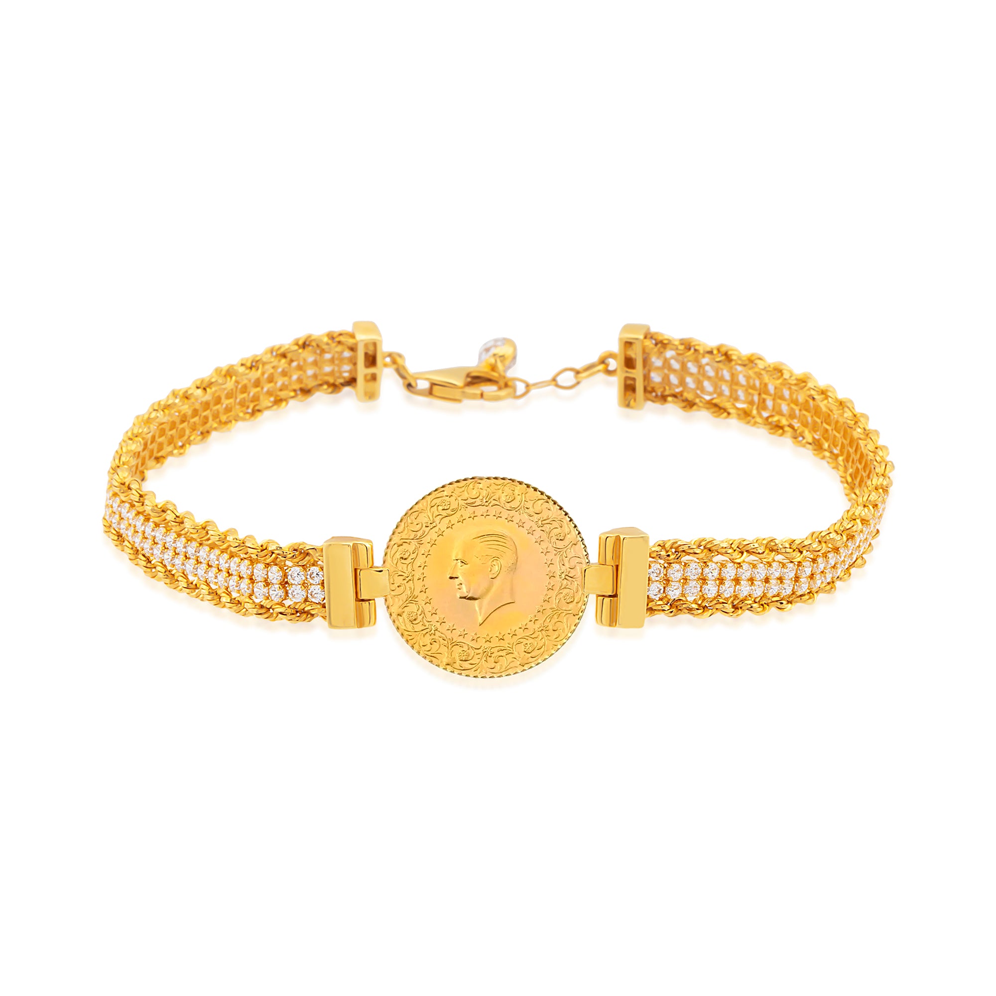 Çeyrekli Burgu Tasarım Bileklik 14 Ayar Altın