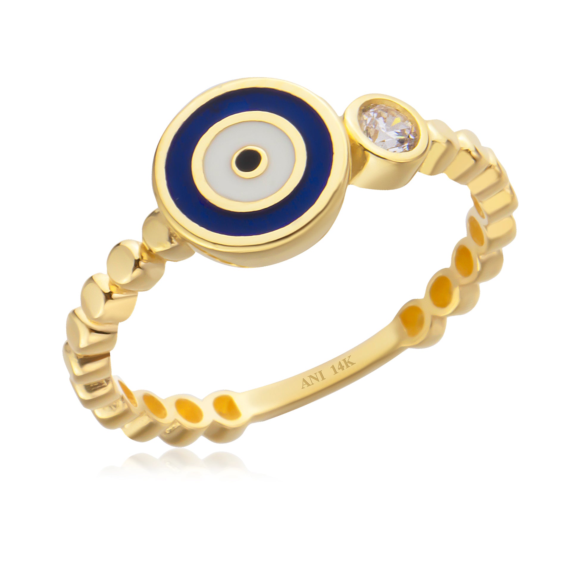 14 Ayar Altın Tasarım Taşlı Göz Yüzük