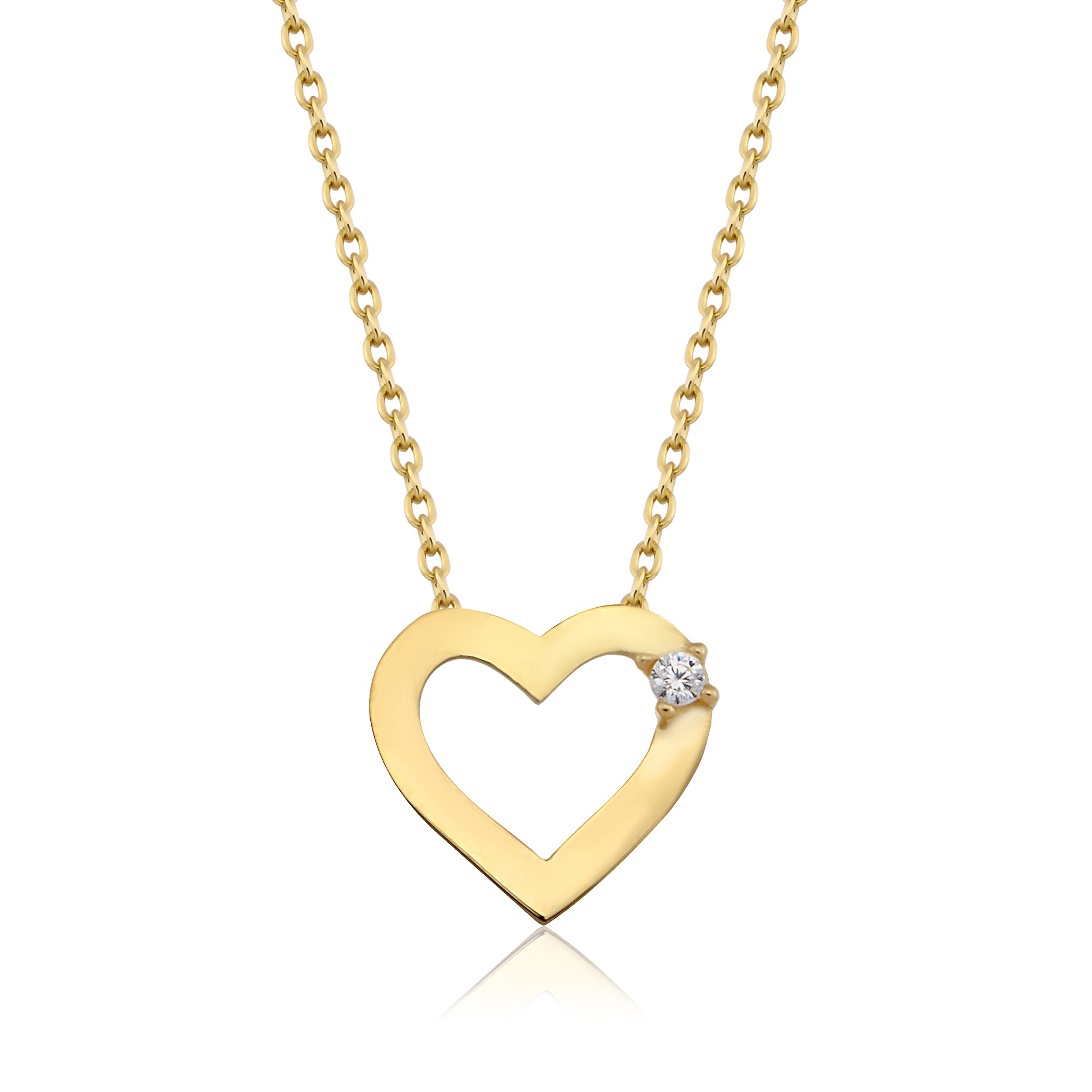 14 Ayar Altın Taşlı Kalp Kolye