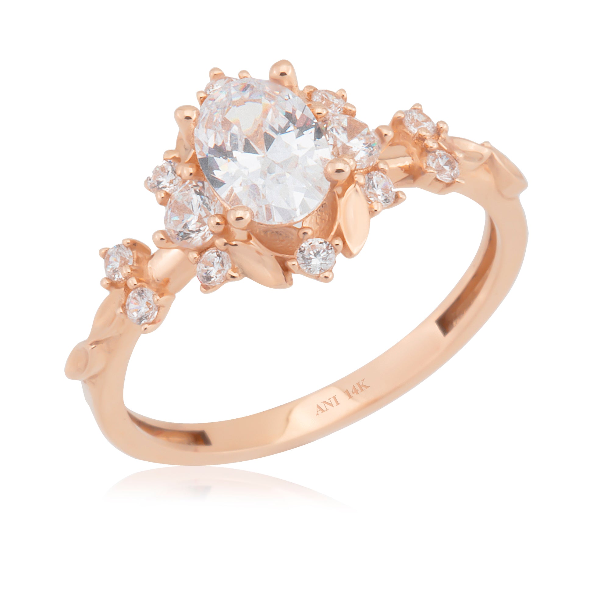 14 Ayar Altın Tasarım Vintage Oval Yüzük