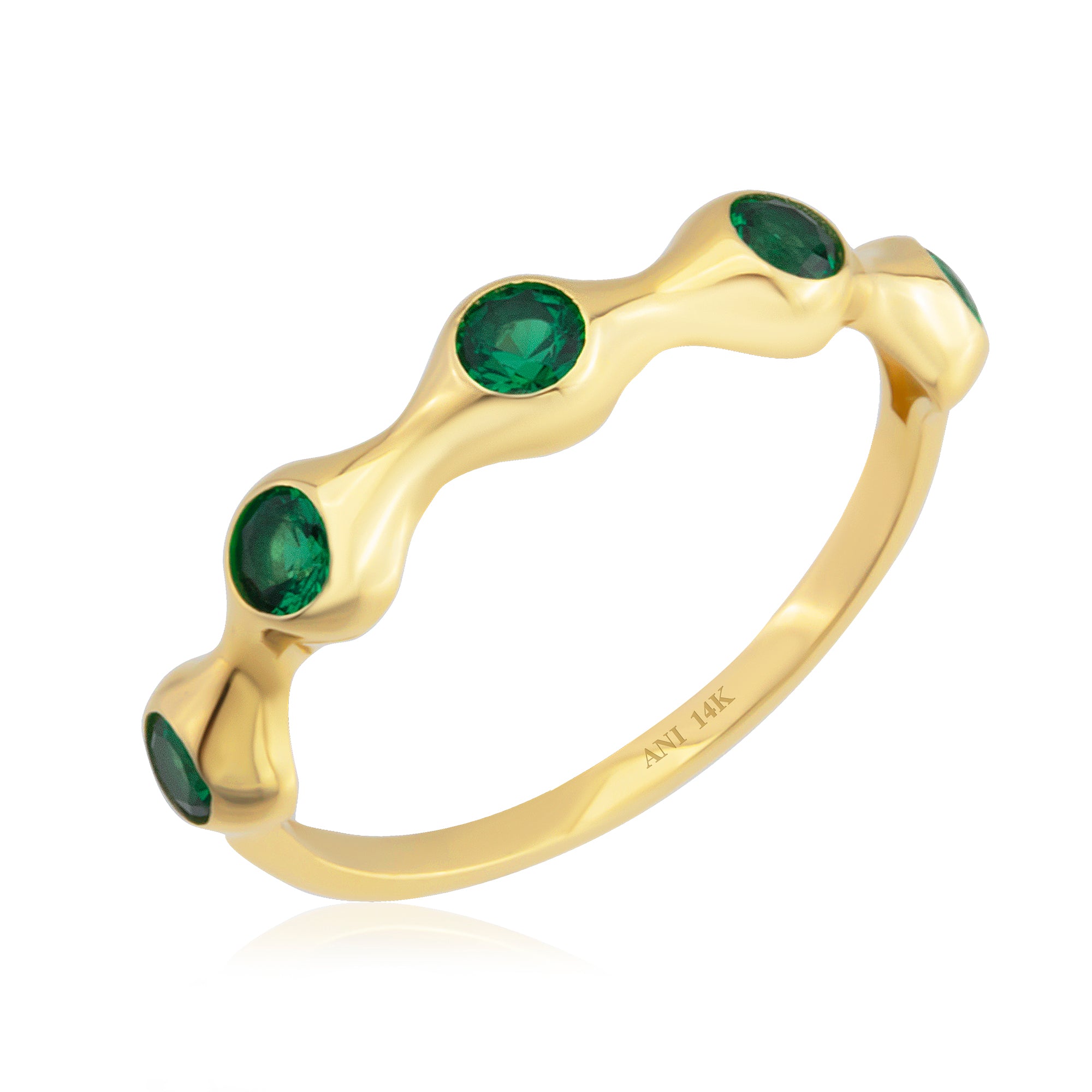 14 Ayar Altın Renkli Taşlı Kemik Yüzük