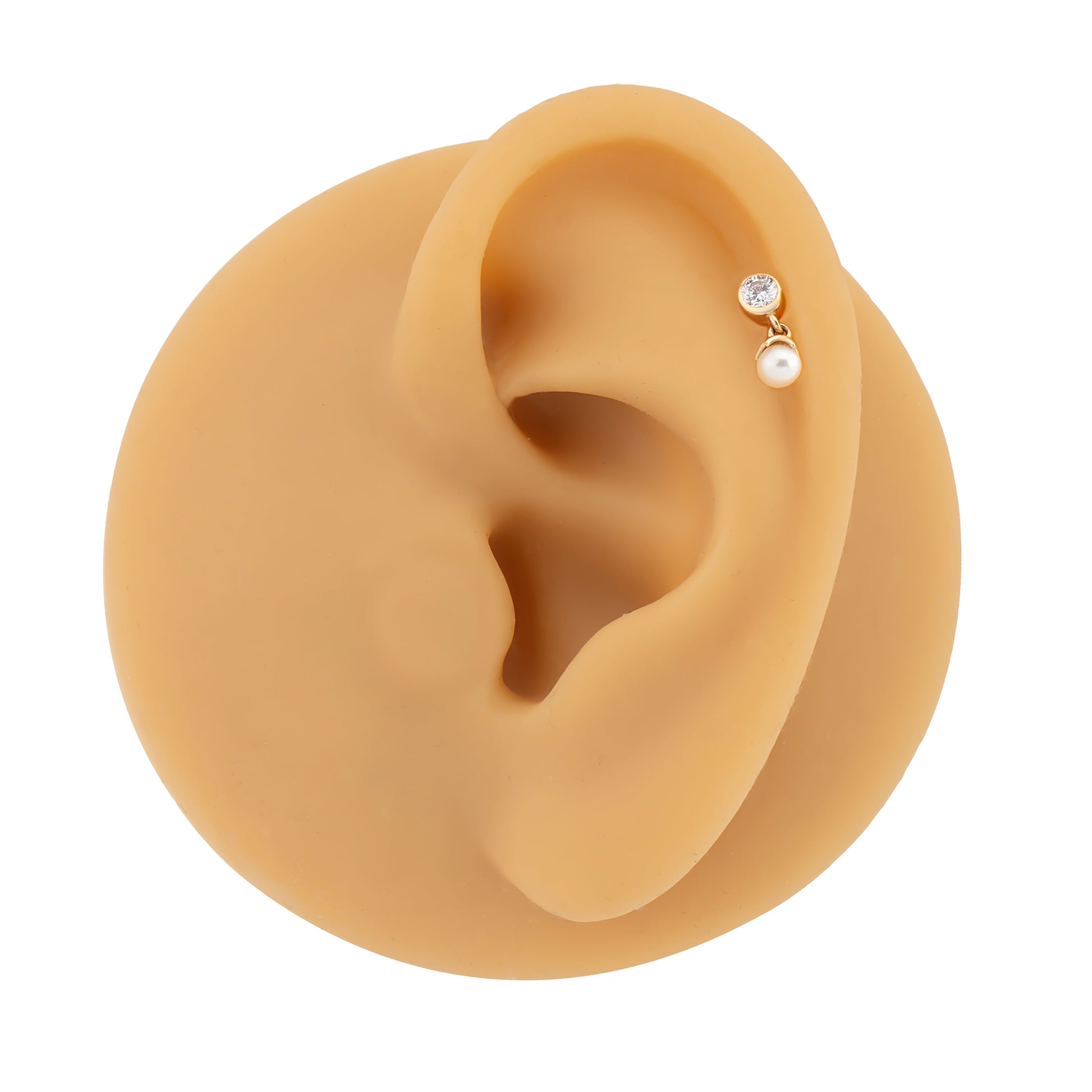 14 Ayar Altın İnci Sallantılı Piercing