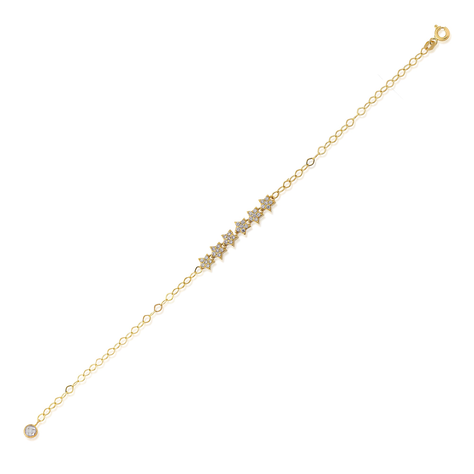 14 Ayar Altın Taşlı Yıldız Bileklik