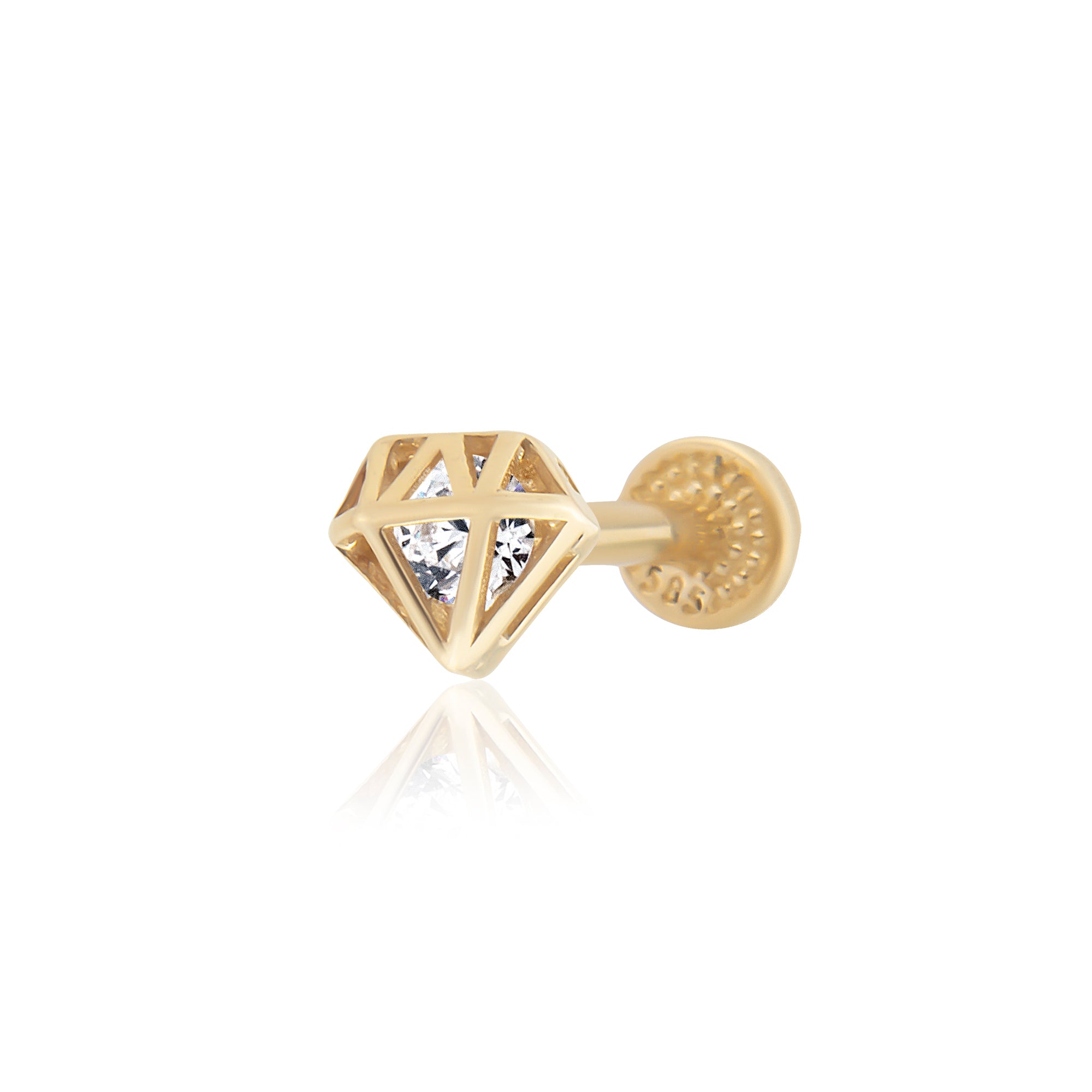 14 Ayar Altın Diamond Form Piercing