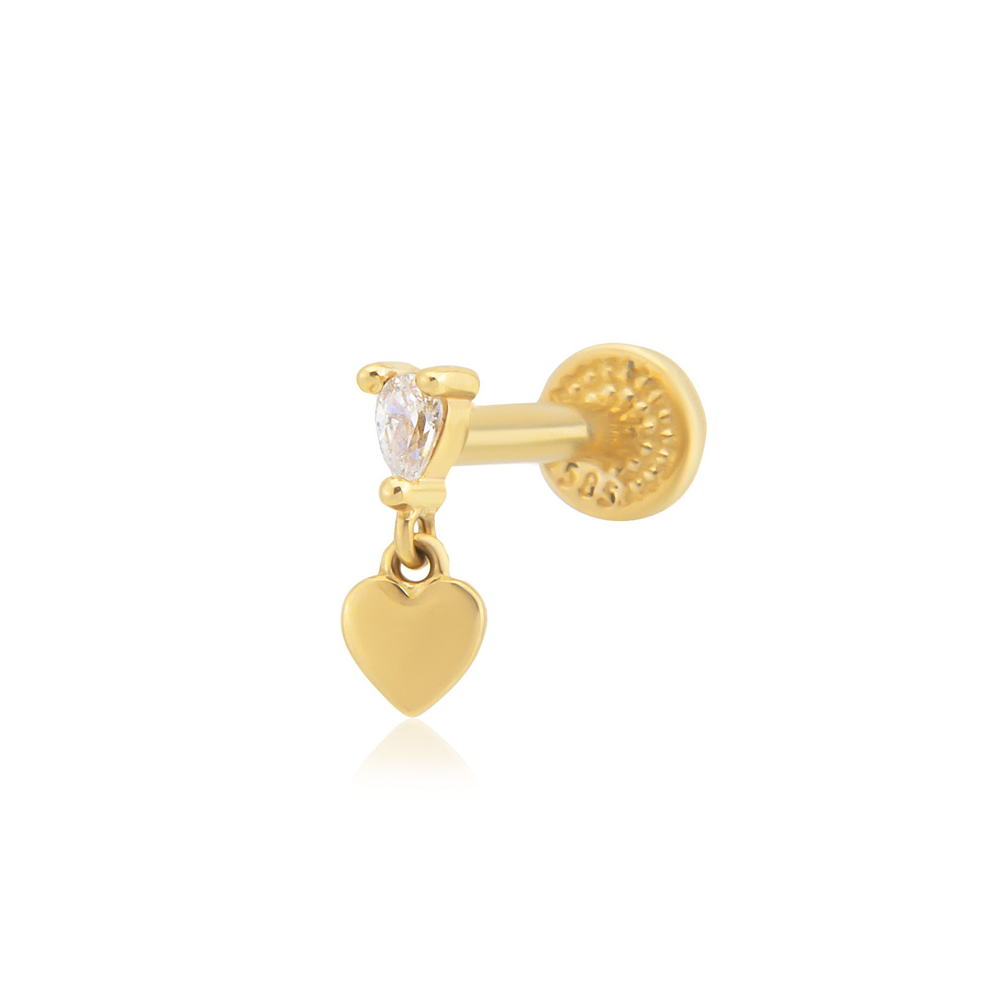 14 Ayar Altın Kalp Sallantılı Piercing
