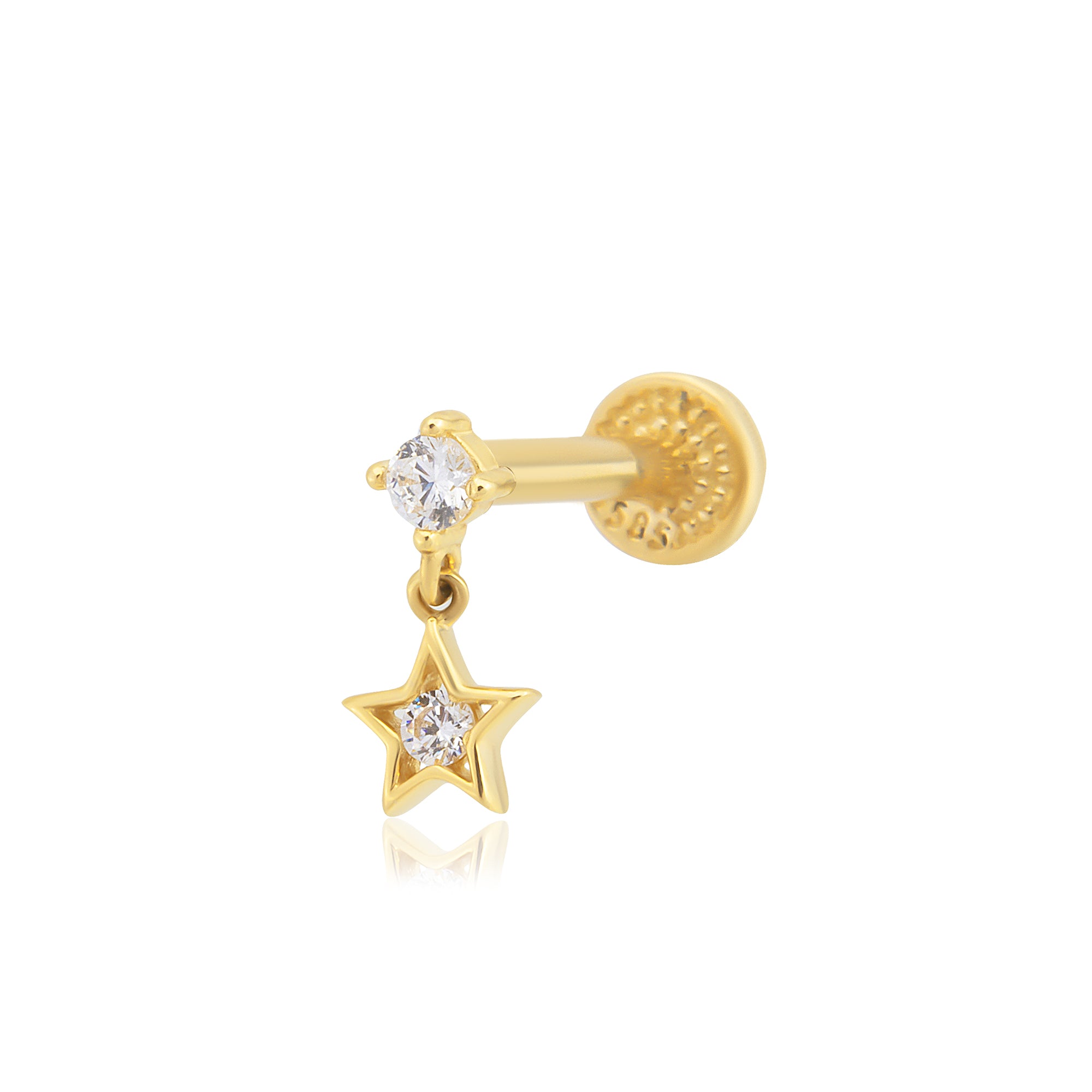 14 Ayar Altın Yıldız Sallantılı Piercing