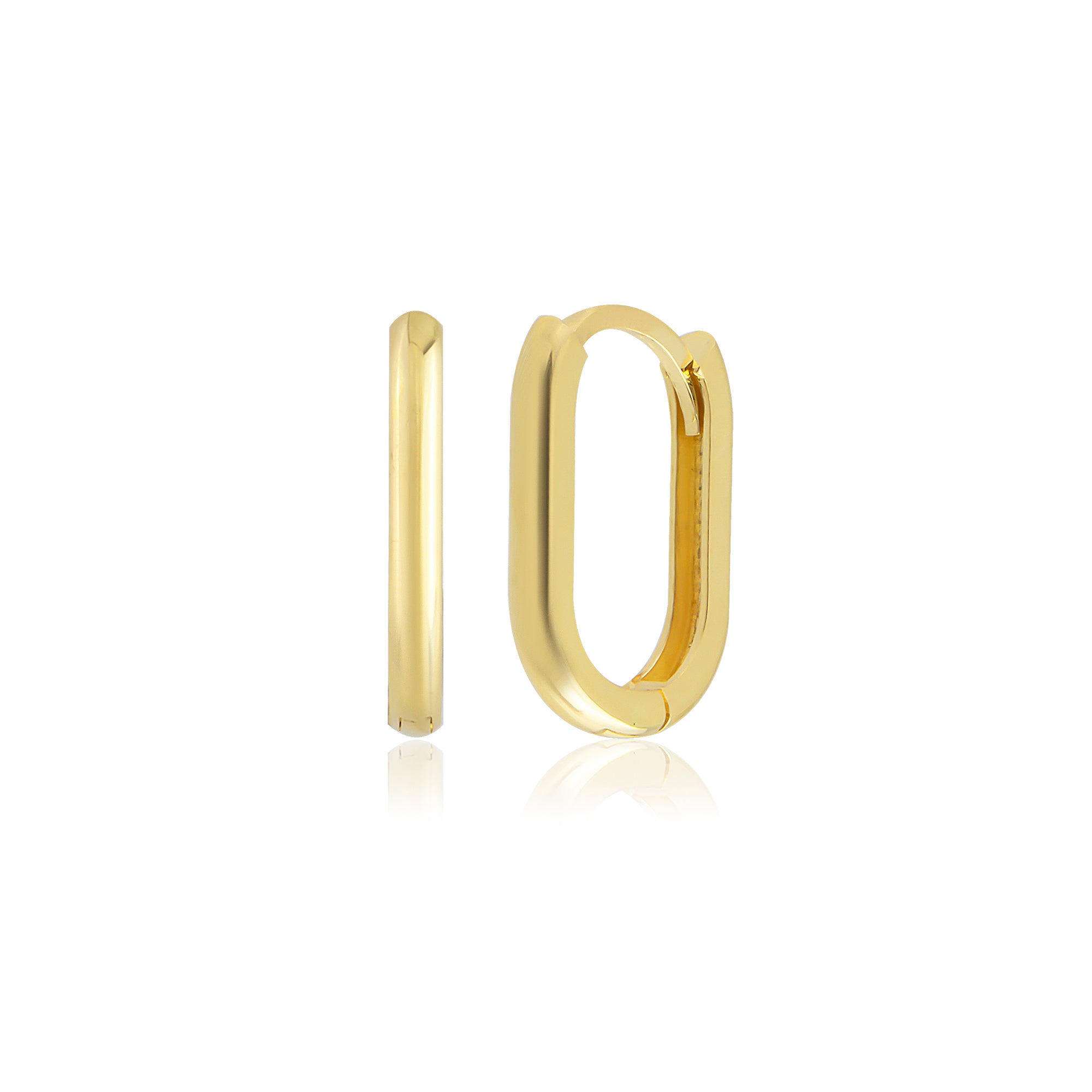 14 Ayar Altın Oval Charm Küpe