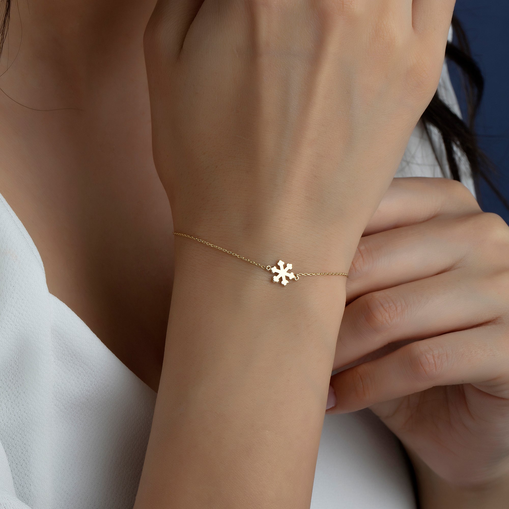 14 Ayar Altın Kar Tanesi Bileklik