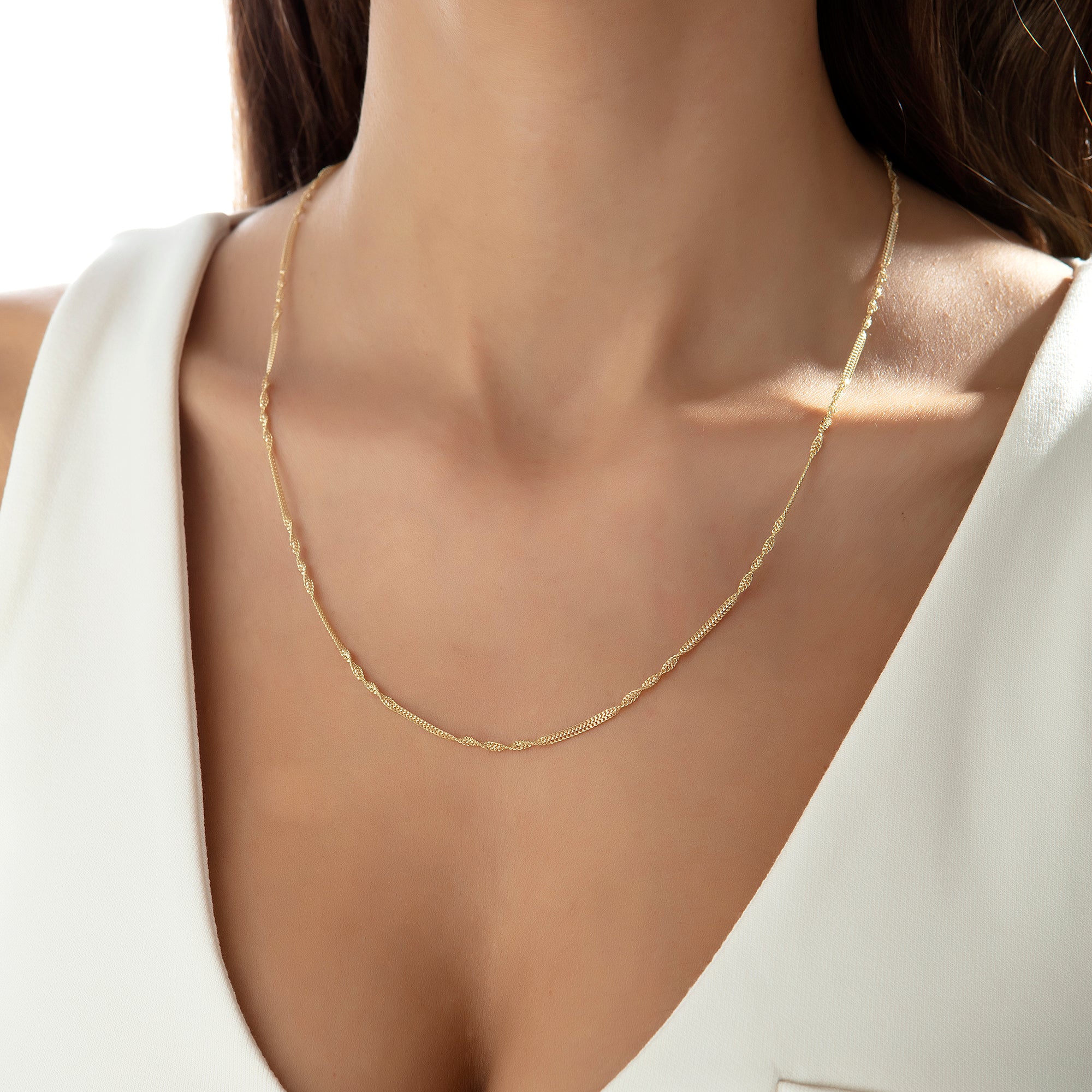 14 Ayar Altın İtalyan Burgu Halat Zincir Kolye 50 cm