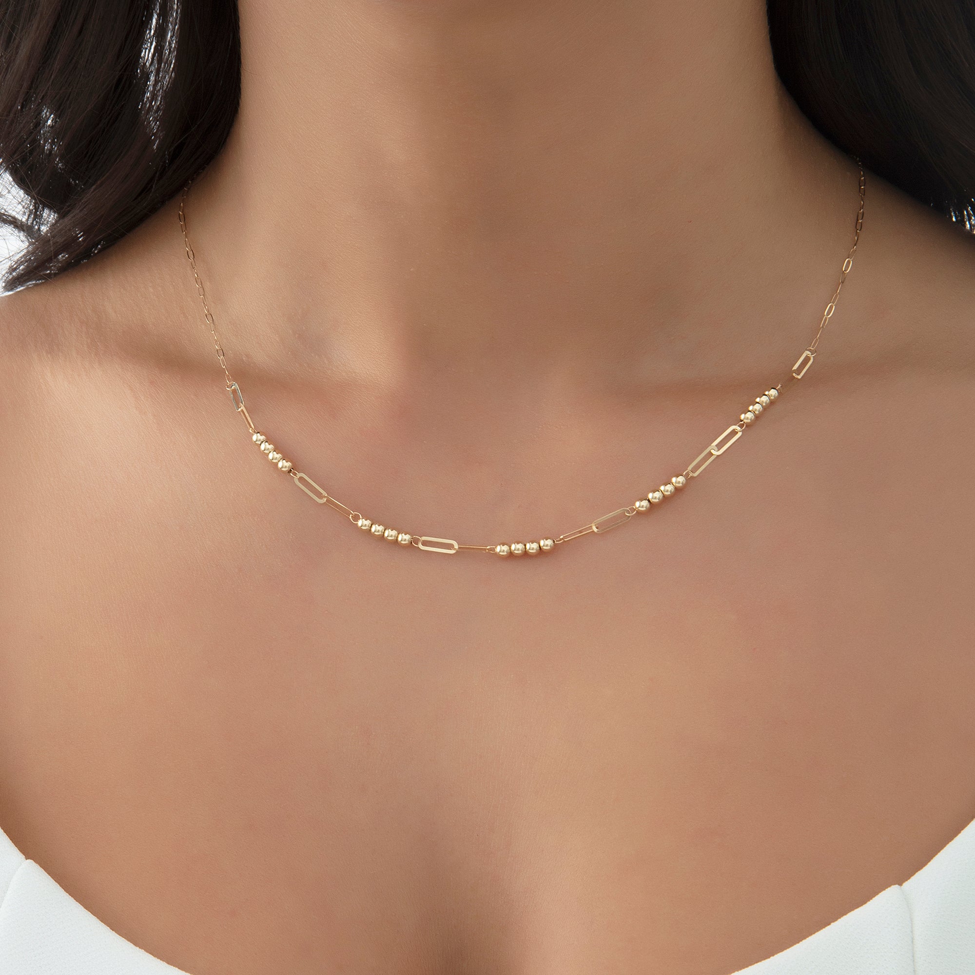 14 Ayar Altın Toplu Ataç Zincir Kolye