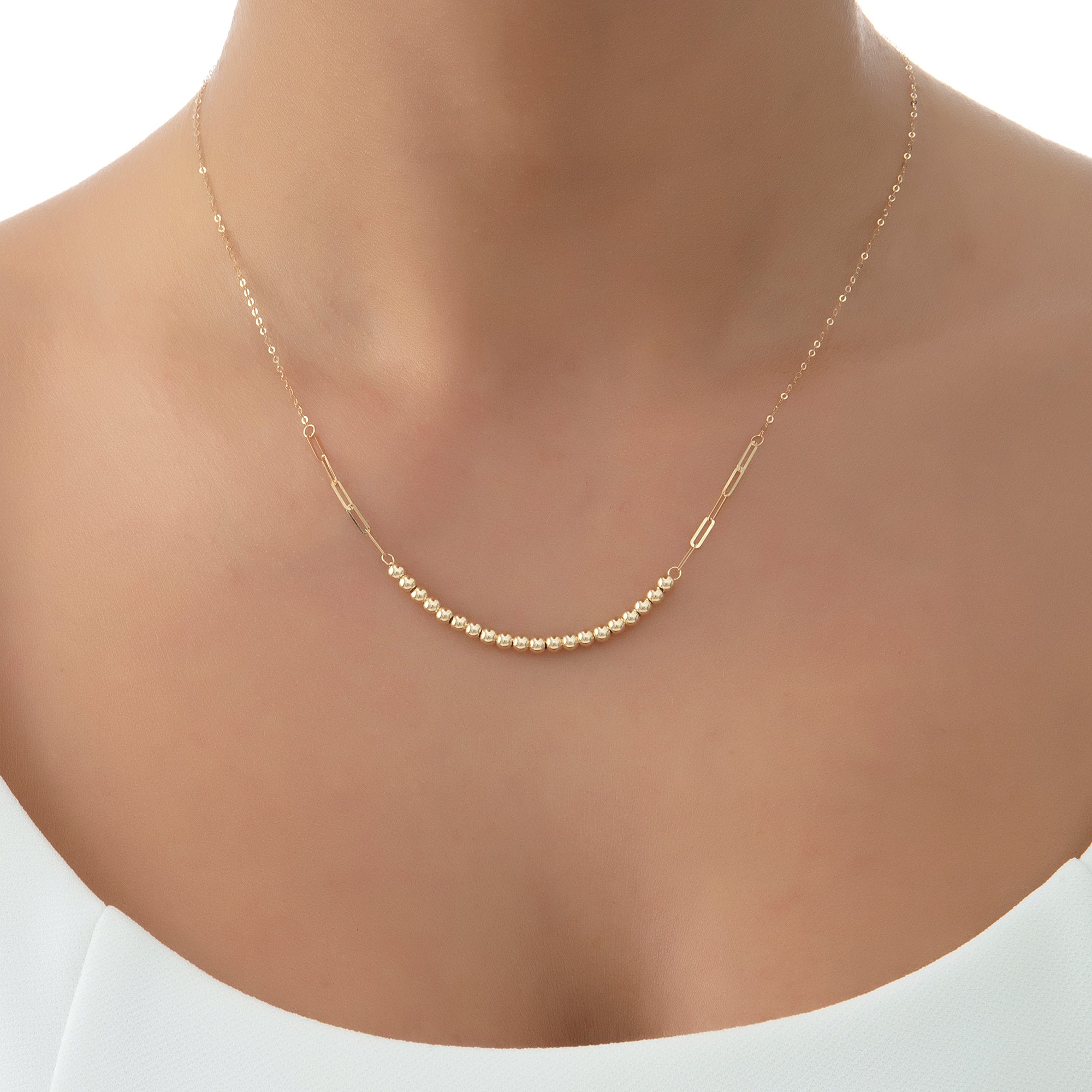 14 Ayar Altın Toplu Tasarım Ataç Zincir Kolye