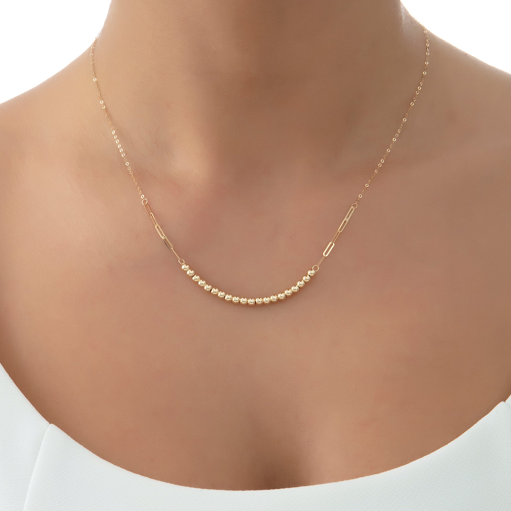 14 Ayar Altın Toplu Tasarım Ataç Zincir Kolye